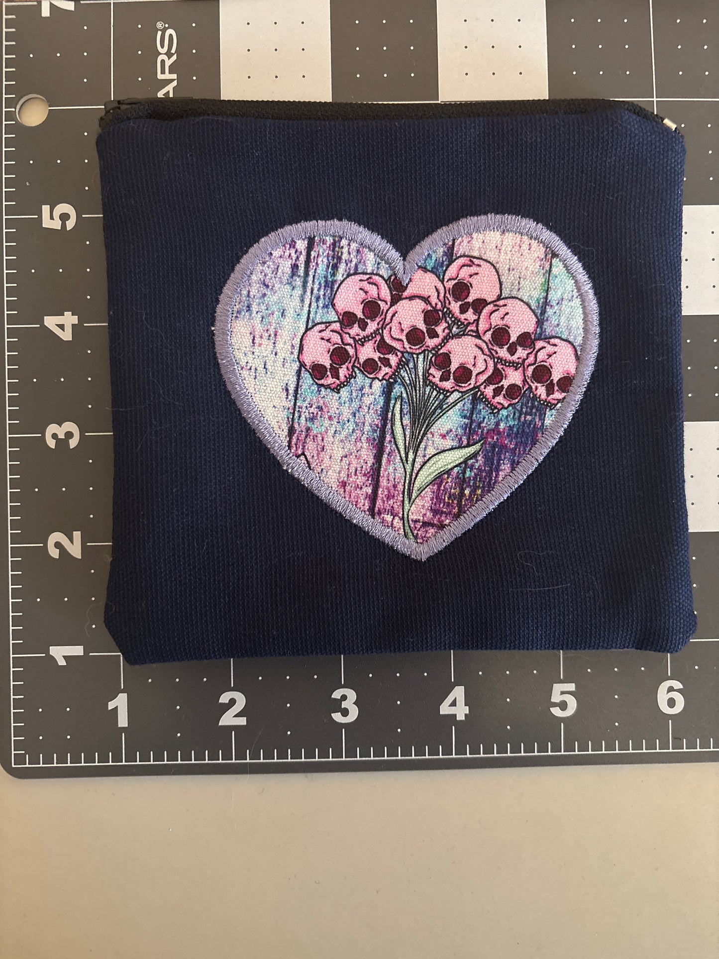 Floral Skull Zip Pouch